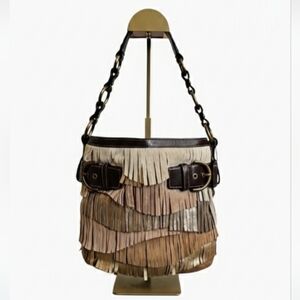 Coach Vintage 2006 Suede And Leather Fringe Duffle Hobo Bag NWOT